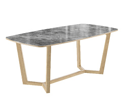 Стол  Фрейм  1800*900*750 (мрамор серый глянец/ ноги дуб натуральный)