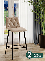 Стул барный BC-2103 каркас черный тк.бежевый/ Velvet HLR-7 Стул барный BC-2103 каркас черный тк.бежевый/ Velvet HLR-7